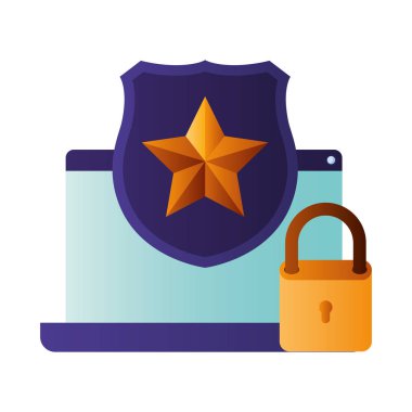 dizüstü ekran izole kalkan ve yıldız simgesi olan