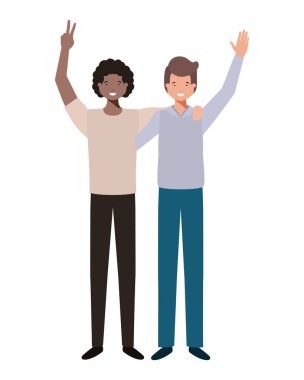 Eller yukarı avatar karakter ile genç erkek