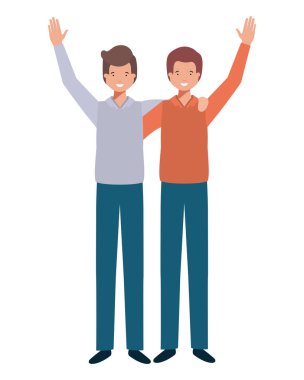 Eller yukarı avatar karakter ile genç erkek