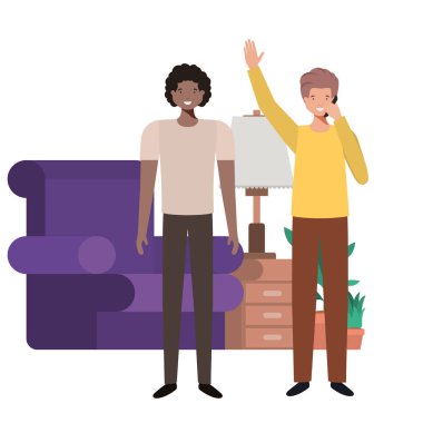 oturma odası avatar karakter genç erkeklerde