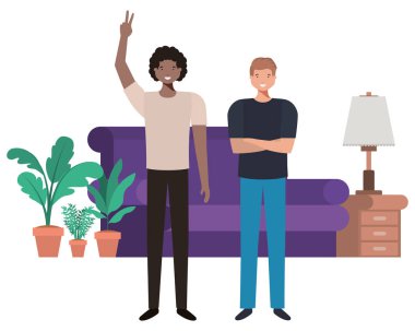 oturma odası avatar karakter genç erkeklerde