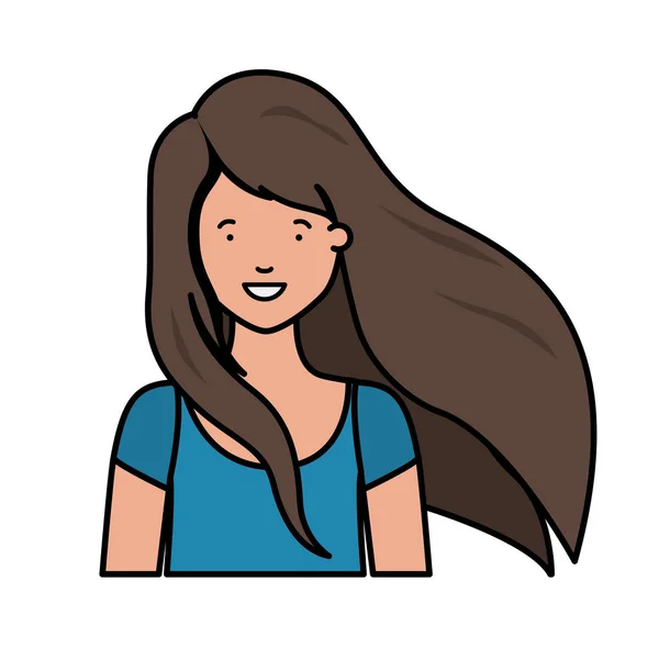 Karakter avatar wanita muda - Stok Vektor