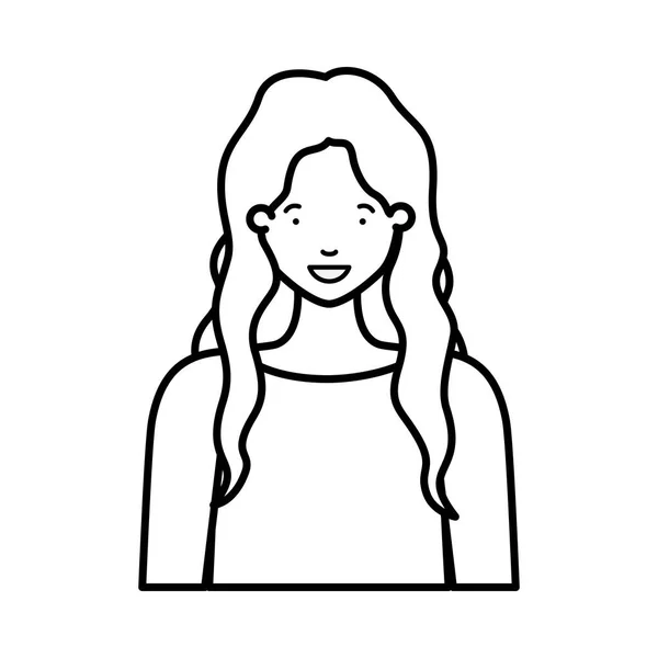 Carácter avatar mujer joven — Vector de stock