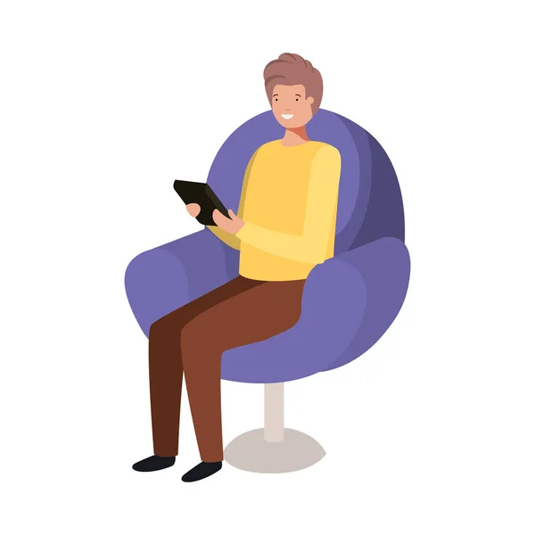 Man sitting in chair avatar character — 스톡 벡터