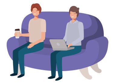 kanepe avatar karakter üzerinde oturan genç adam