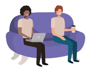 kanepe avatar karakter üzerinde oturan genç adam