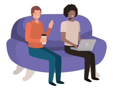 kanepe avatar karakter üzerinde oturan genç adam