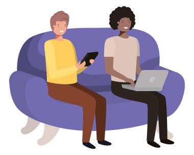 kanepe avatar karakter üzerinde oturan genç adam