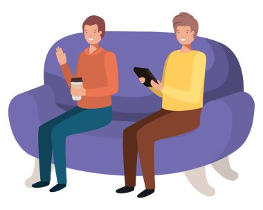 kanepe avatar karakter üzerinde oturan genç adam