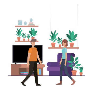 Genç çift salon avatar karakter