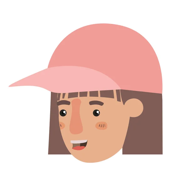 Cabeza de mujer con carácter avatar gorra — Vector de stock