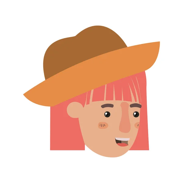 Cabeza de mujer con carácter de avatar sombrero — Archivo Imágenes Vectoriales