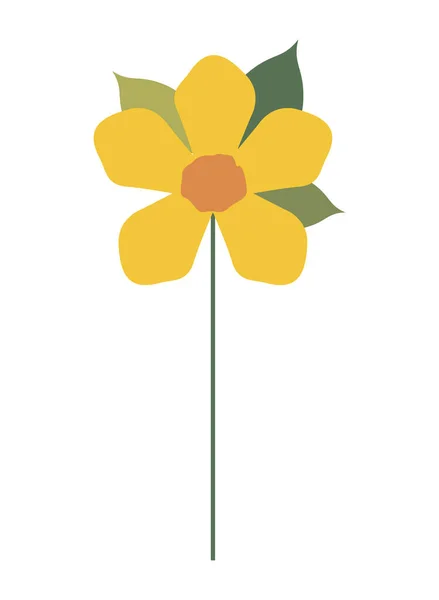 Mooie bloem met bladeren geïsoleerde pictogram — Stockvector