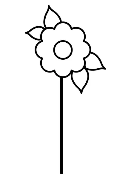 Mooie bloem met bladeren geïsoleerde pictogram — Stockvector