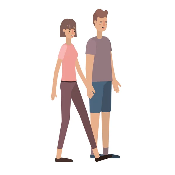 Jovem casal avatar personagem —  Vetores de Stock