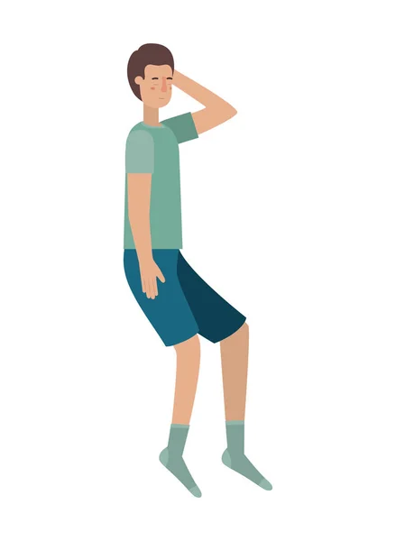 Young man with sleeping pose avatar character — Stock Vector