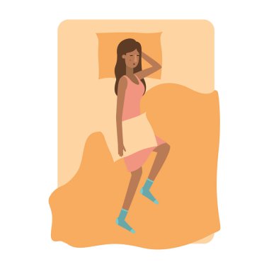 Genç kadın afro yatak avatar karakter