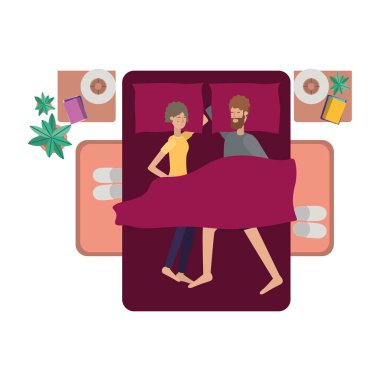 Genç çift yatak avatar karakter