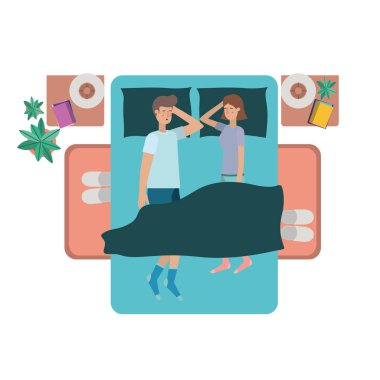 Genç çift yatak avatar karakter