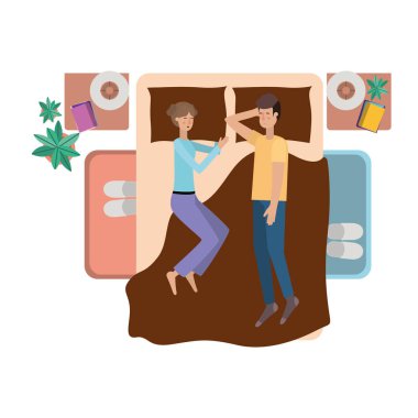 Genç çift yatak avatar karakter