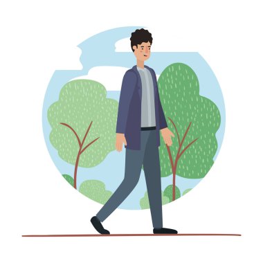 park avatar karakteri üzerinde yürüyen genç adam