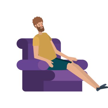 kanepe oturmuş sakallı genç adam