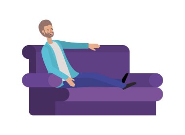 kanepe oturmuş sakallı genç adam