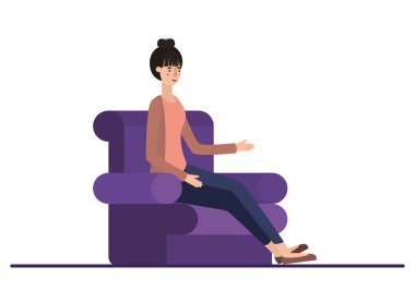 güzel ve genç kadın içinde oturma oturmuş