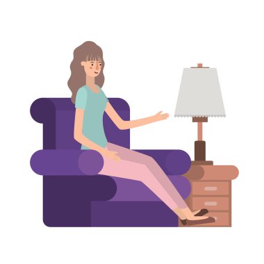 güzel ve genç kadın içinde oturma oturmuş