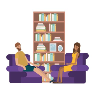 oturma odası avatar karakter genç çift