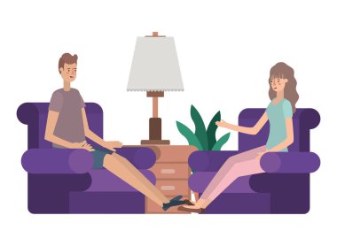 oturma odası avatar karakter genç çift