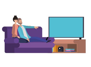 oturma odası avatar karakter genç çift