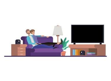 oturma odası avatar karakter genç çift