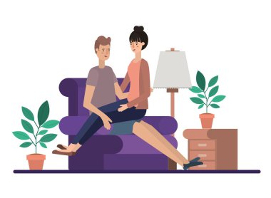 oturma odası avatar karakter genç çift