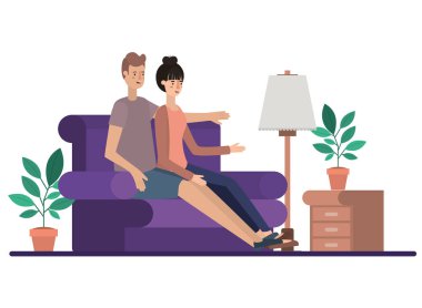 oturma odası avatar karakter genç çift
