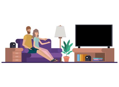 oturma odası avatar karakter genç çift