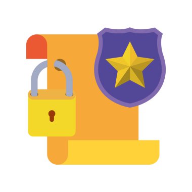 asma kilit ve kalkan ile ileti simgeleri izole