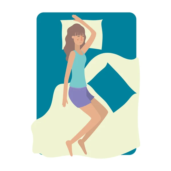 Genç kadın yatak avatar karakter — Stok Vektör