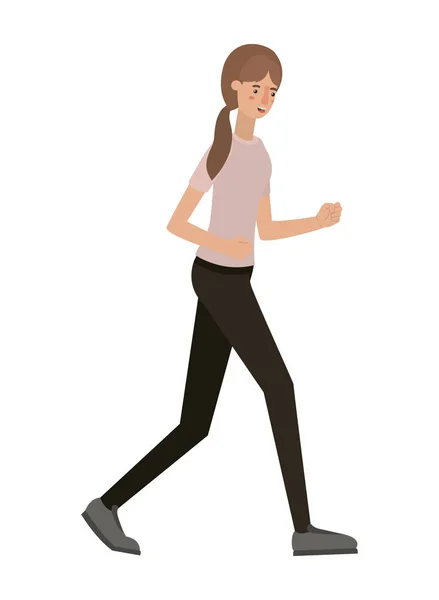 Beautiful and young woman walking character — Stock Vector