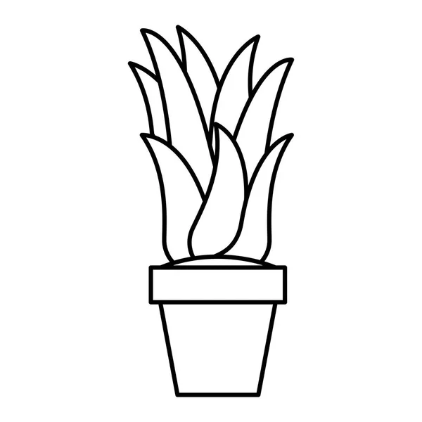 Planta de interior en el icono de olla — Vector de stock