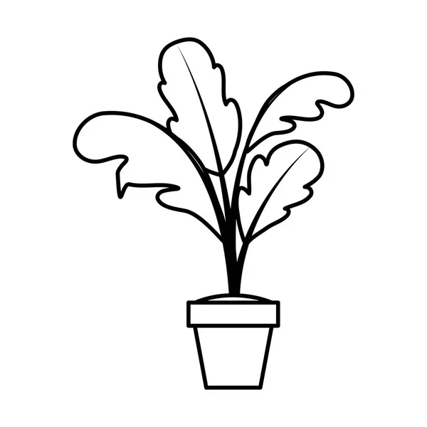 Planta de interior en el icono de olla — Vector de stock