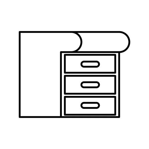 Dřevěný šuplík izolované ikona — Stockový vektor