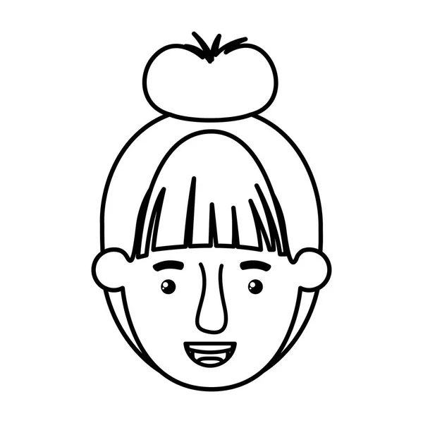 Cabeza del personaje avatar mujer joven — Vector de stock