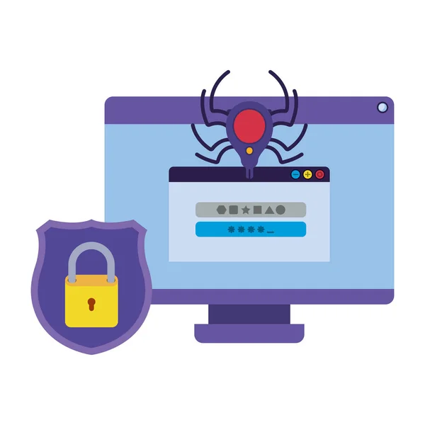 Computer virus scan avatar karakter — Stockvector