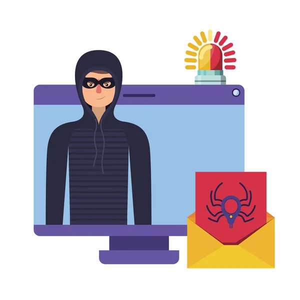 Hacker robar información carácter avatar — Archivo Imágenes Vectoriales