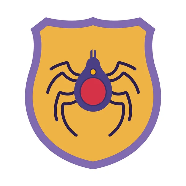 Shield with spider isolated icons — Stock Vector