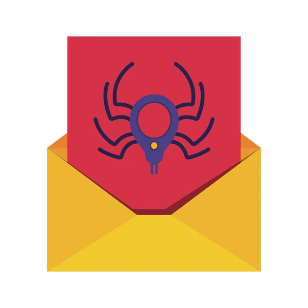 Carta abierta con iconos aislados de araña — Vector de stock