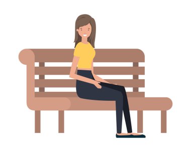 Park sandalye avatar karakteri içinde oturan kadın