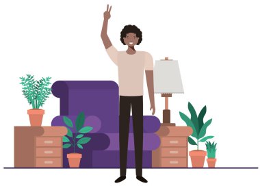 oturma odası avatar karakter genç adam