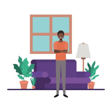 oturma odası avatar karakter genç adam